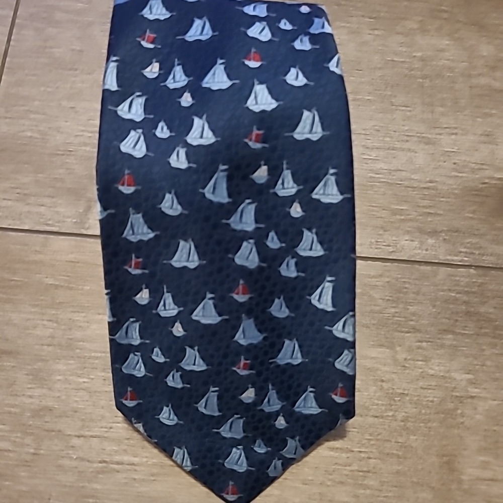 Vintage Andhurst Neck Tie Blue Sailboat Print Men's 53"x 4 1/4" 70s 80s